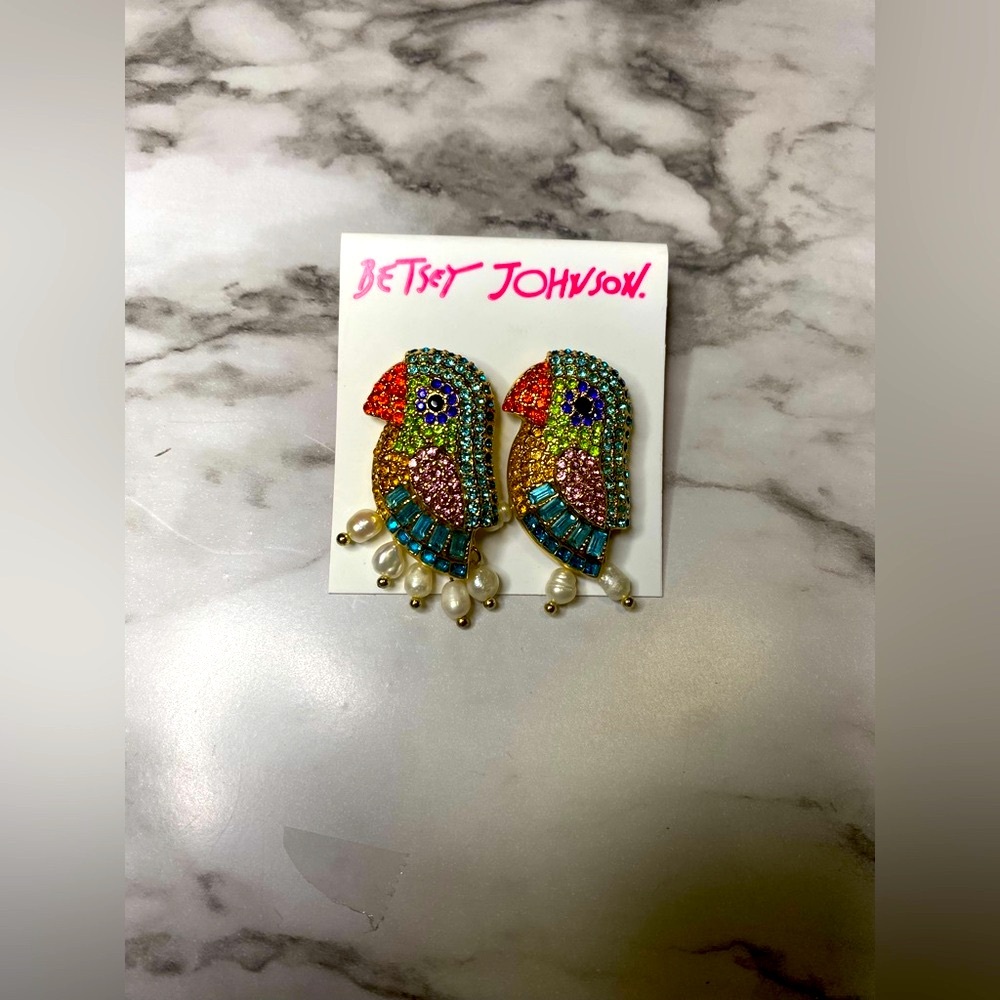 NEW Betsey Johnson Multicolor Parrot Earrings